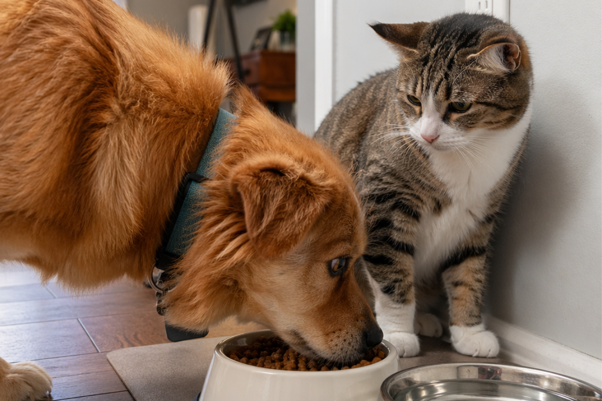 Can Dogs Eat Cat Food? The Real Risks for Multi-Pet Households (And the One Fix That Actually Works)