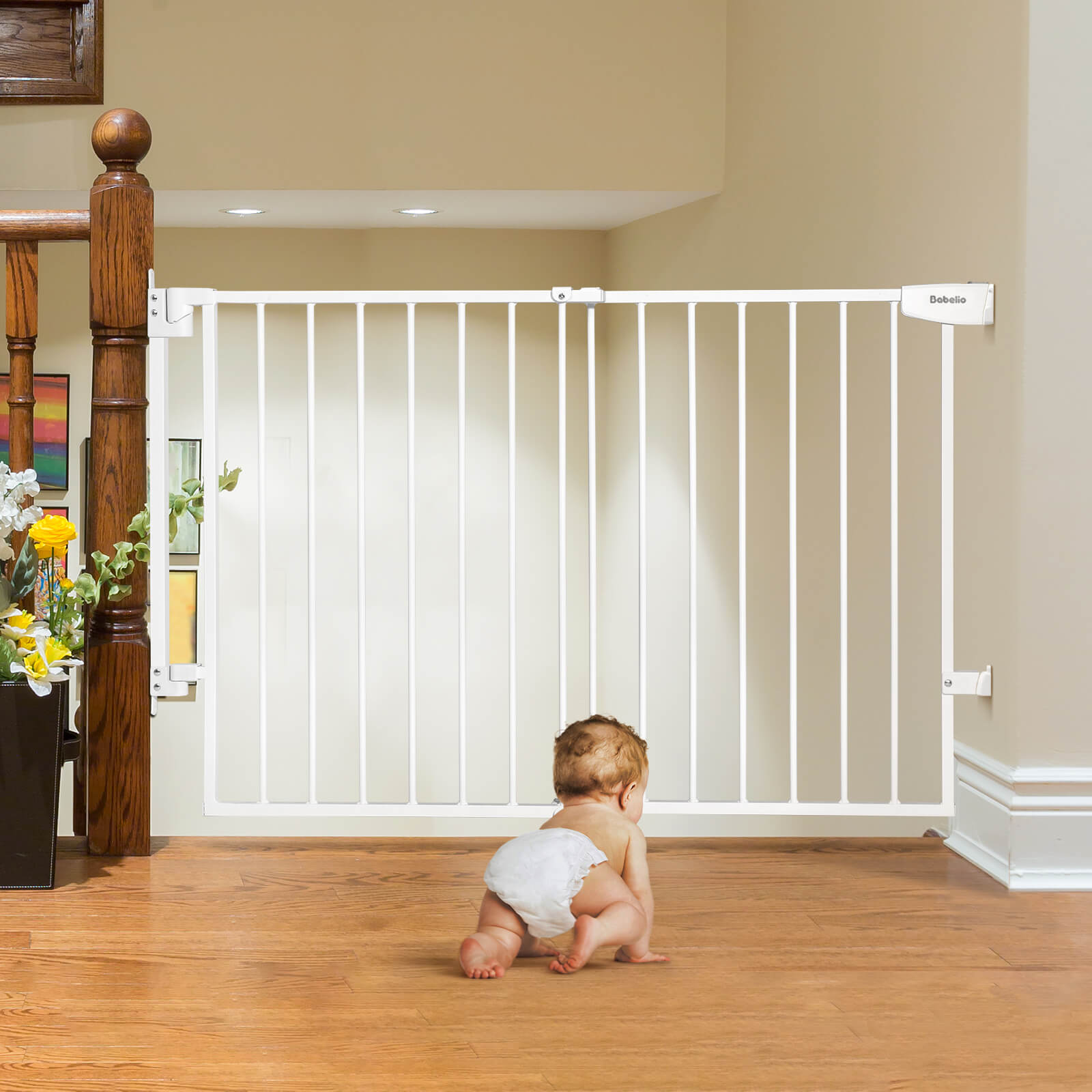Boundless S12 | Adjustable Baby Gate for Top of Stairs
