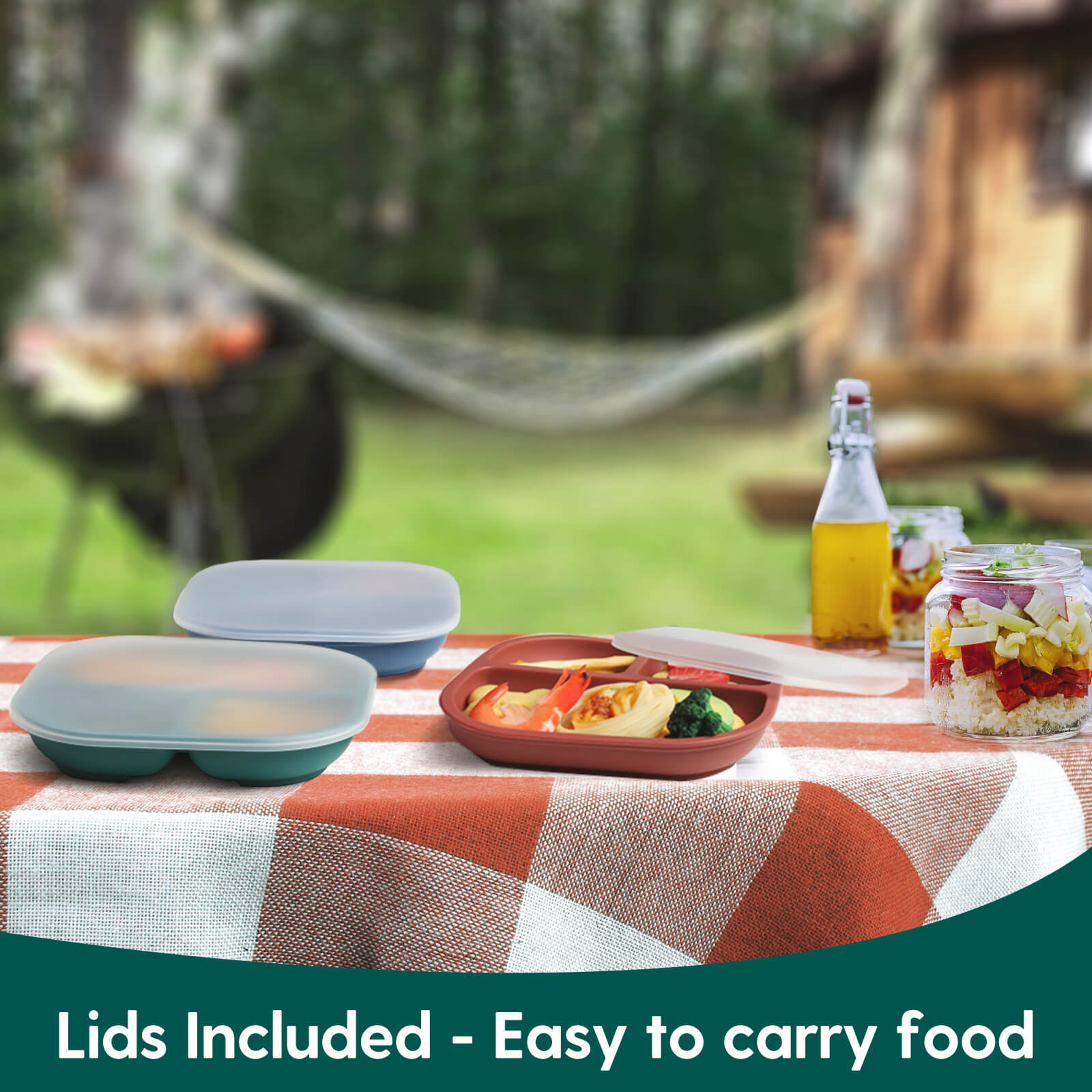 BABELIO New Basics Silicone Baby Plates with Lids: BPA Free, Microwave & Dishwasher Safe