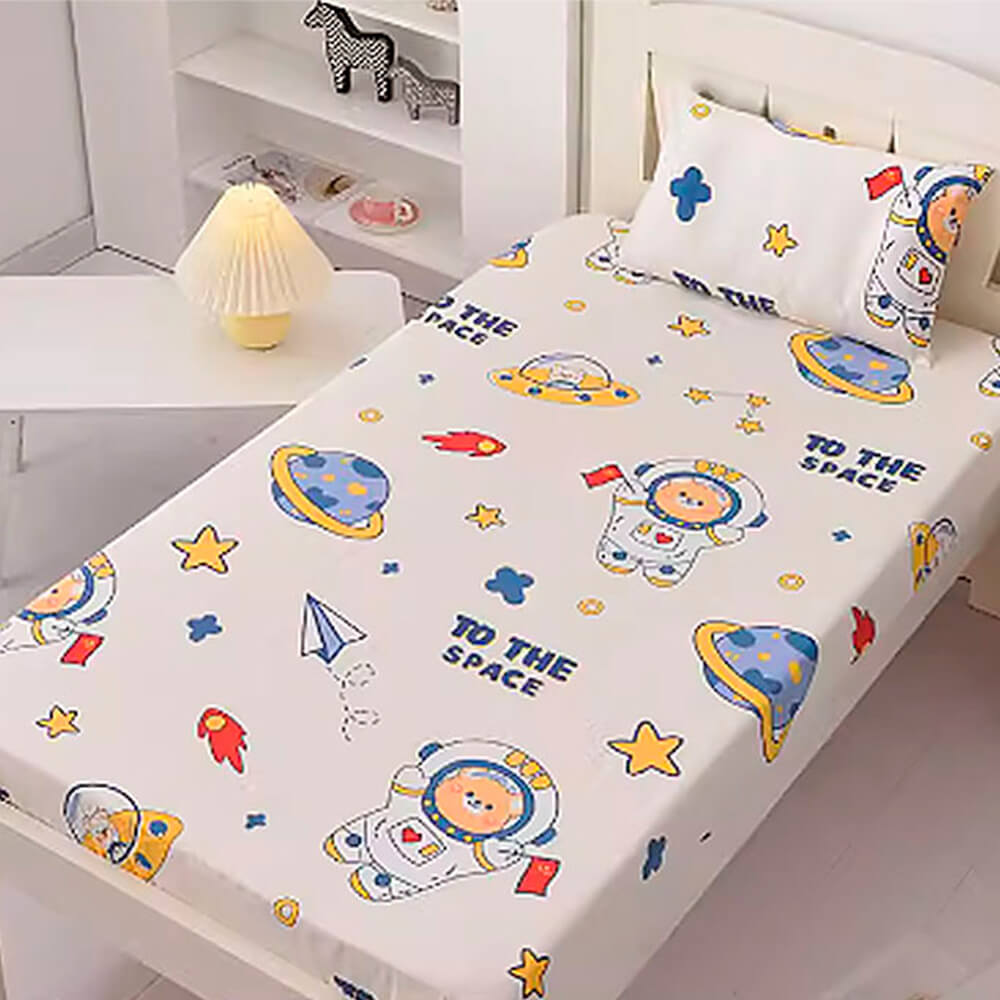 LulliNini Premium Cotton Crib Fitted Sheet for Babies - Playful Cartoon Patterns