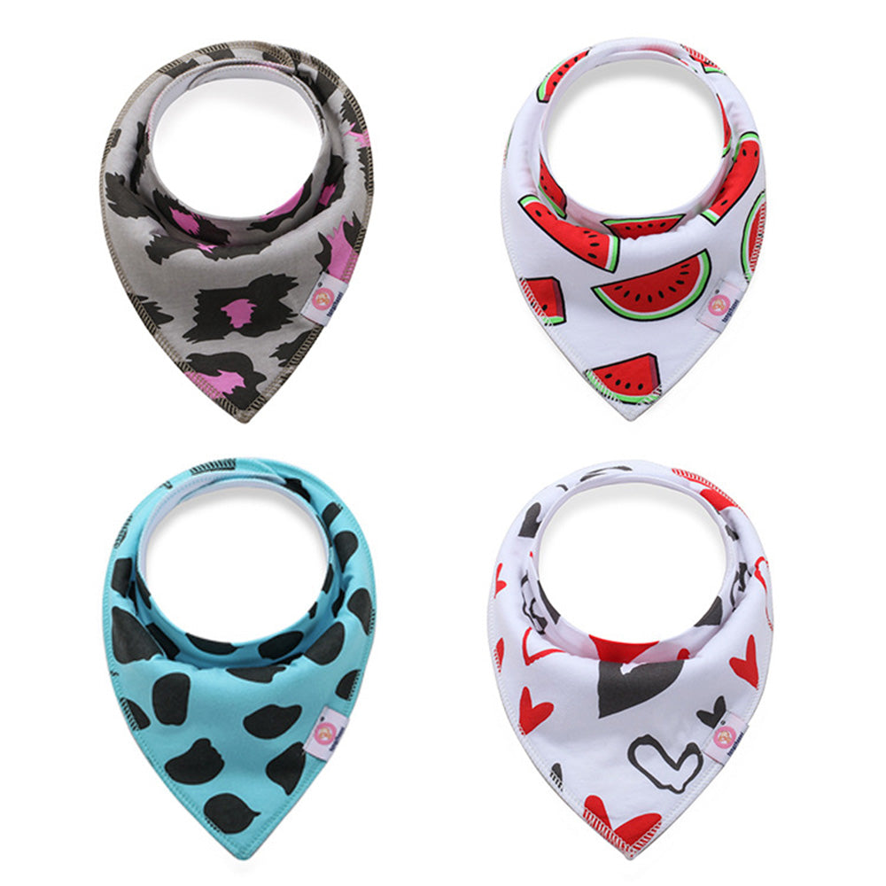 NIDOMIO Baby Bibs 4-Pack | Soft Cotton Double Layered Triangle Drool Cloths for Newborns