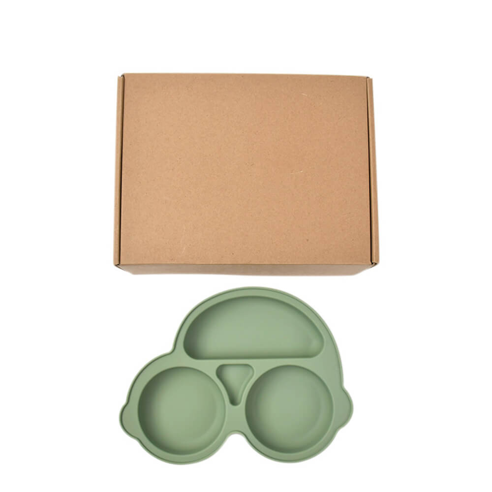 LulliNini Baby Plates - Kids' Car-Themed Silicone Divider Plate, Fun and Safe Mealtime Companion