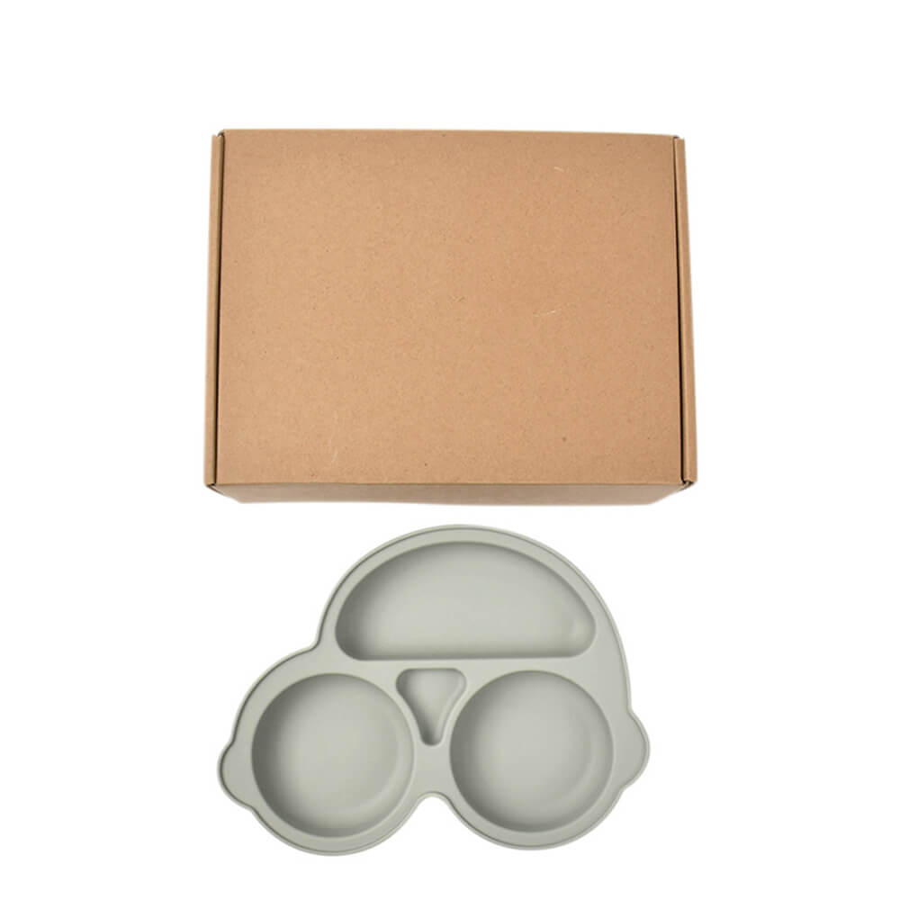 LulliNini Baby Plates - Kids' Car-Themed Silicone Divider Plate, Fun and Safe Mealtime Companion