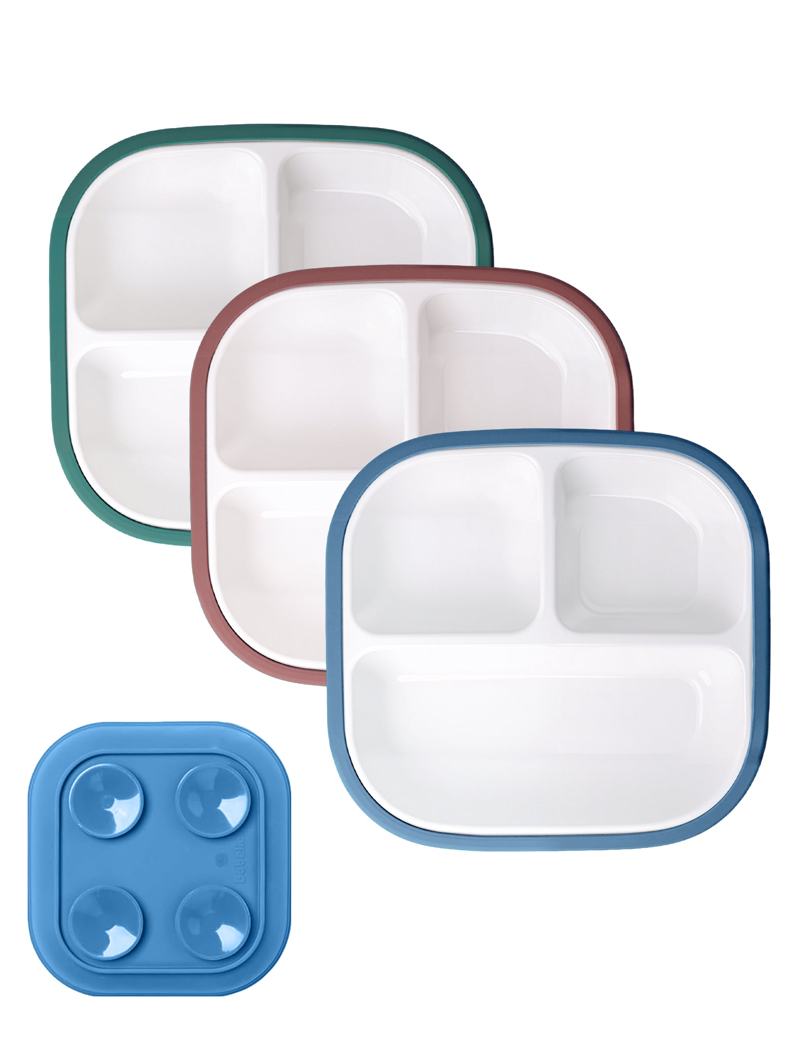 Gallery Porcelain | 8'' Toddler Porcelain Divided Plates with Suction Base - 3 Pack