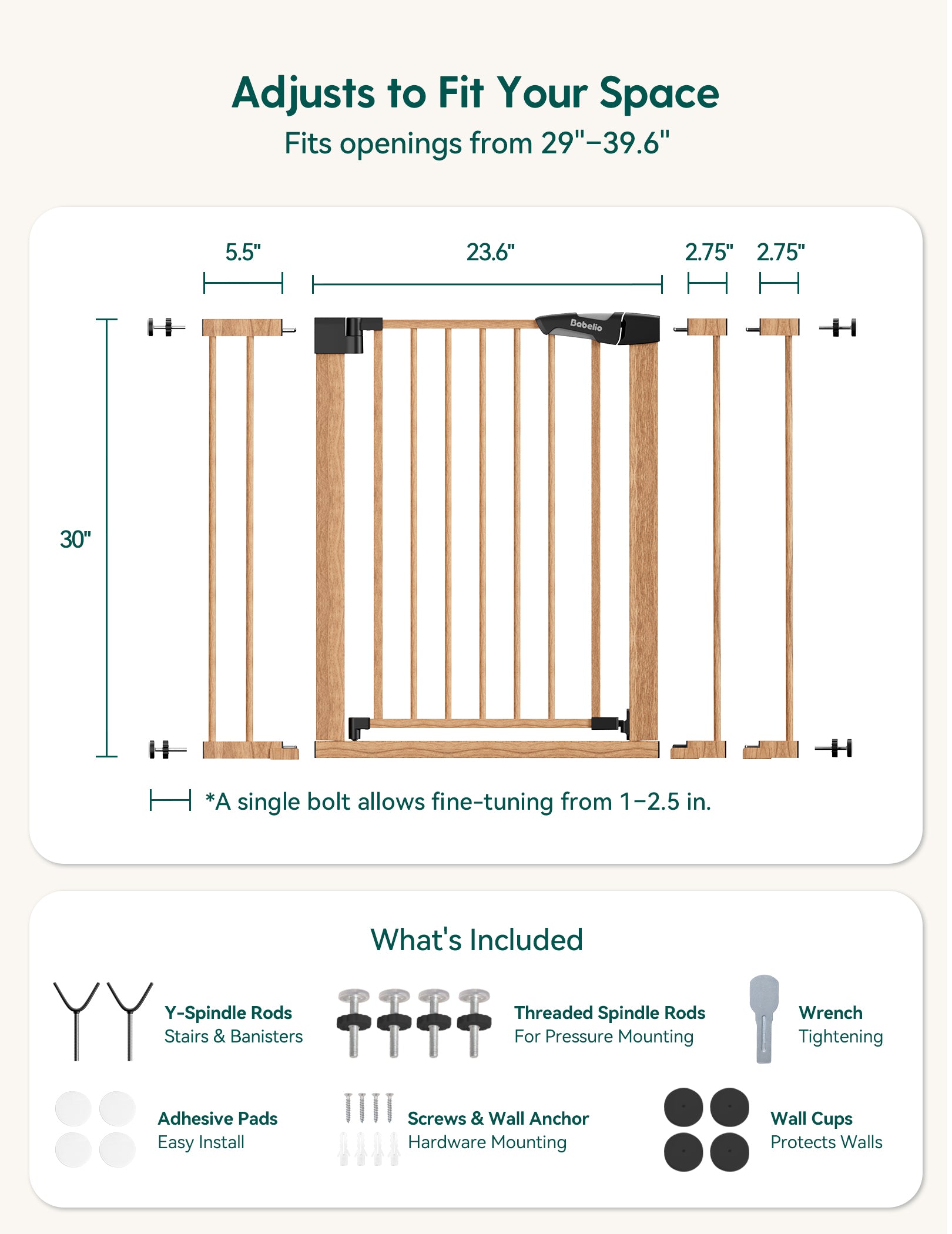 PressGuard C5&P7 Wood Pattern | Pressure Mounted Baby Gate for Stairs