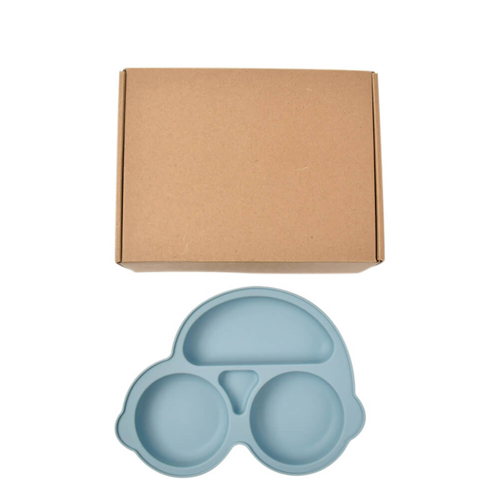 LulliNini Baby Plates - Kids' Car-Themed Silicone Divider Plate, Fun and Safe Mealtime Companion