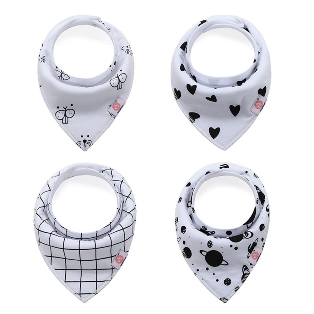 NIDOMIO Baby Bibs 4-Pack | Soft Cotton Double Layered Triangle Drool Cloths for Newborns