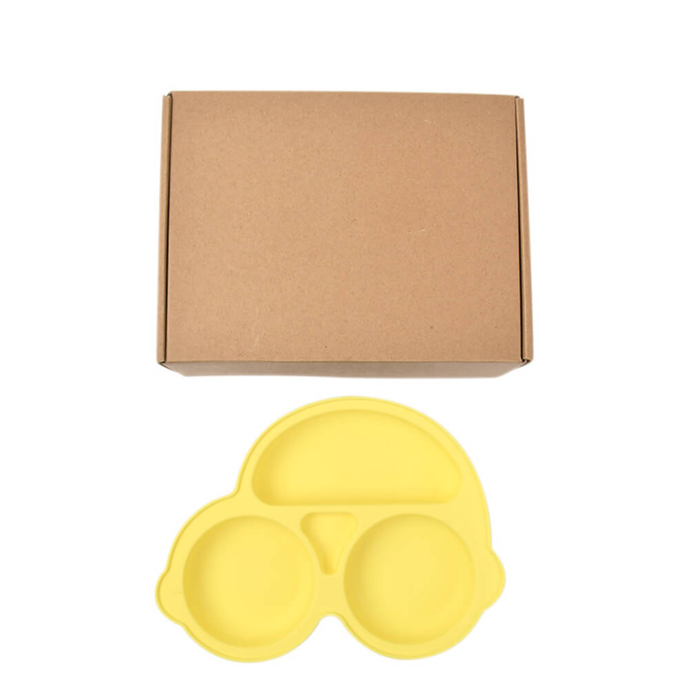 LulliNini Baby Plates - Kids' Car-Themed Silicone Divider Plate, Fun and Safe Mealtime Companion