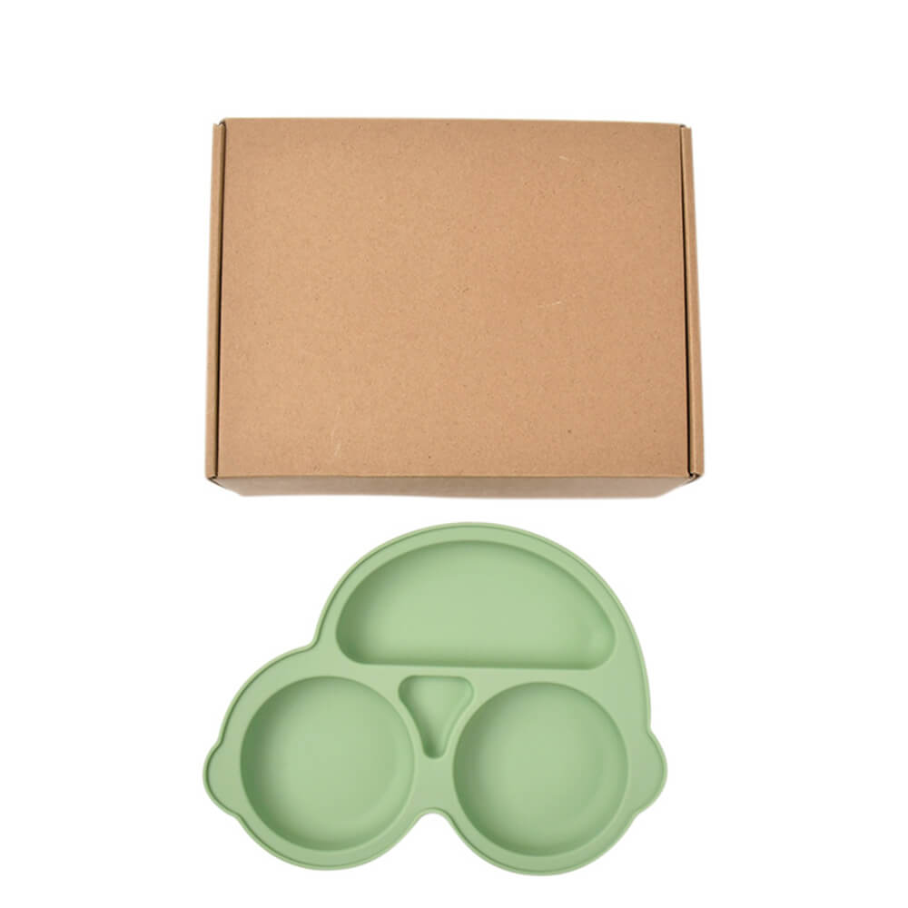 LulliNini Baby Plates - Kids' Car-Themed Silicone Divider Plate, Fun and Safe Mealtime Companion