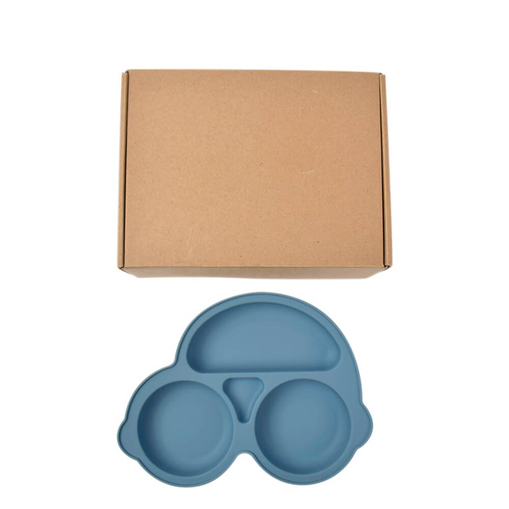 LulliNini Baby Plates - Kids' Car-Themed Silicone Divider Plate, Fun and Safe Mealtime Companion