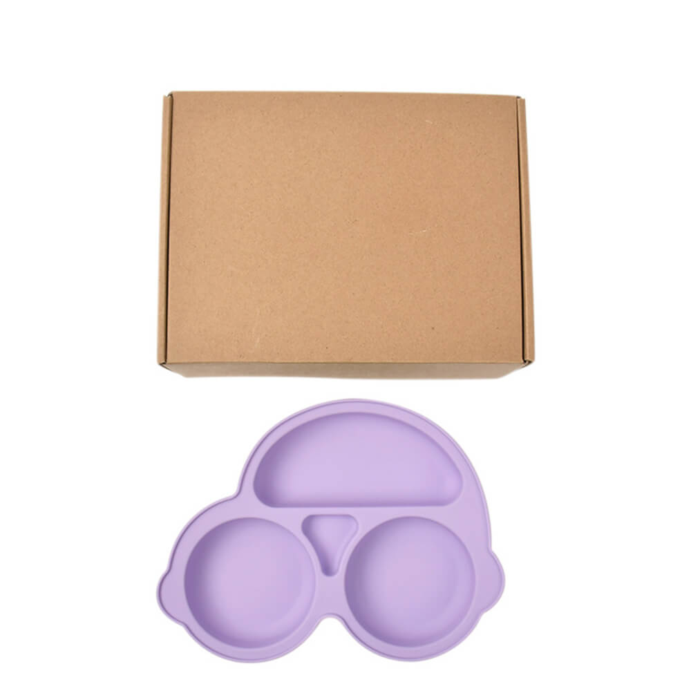 LulliNini Baby Plates - Kids' Car-Themed Silicone Divider Plate, Fun and Safe Mealtime Companion