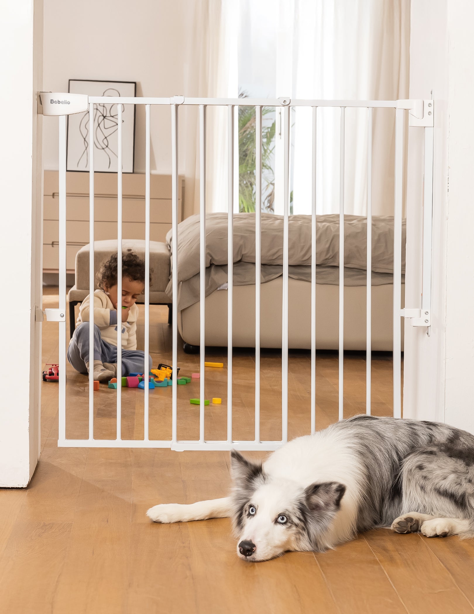 Boundless S12 | Adjustable Baby Gate for Top of Stairs