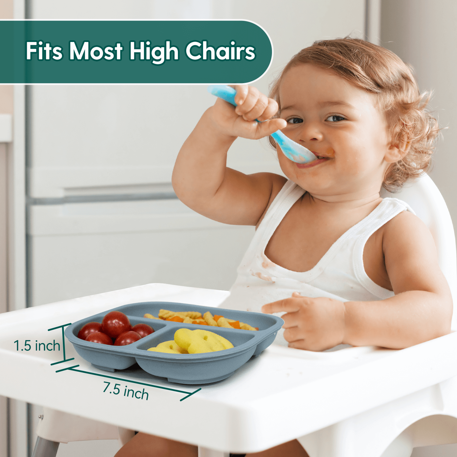 BABELIO New Basics Silicone Baby Plates with Lids: BPA Free, Microwave & Dishwasher Safe
