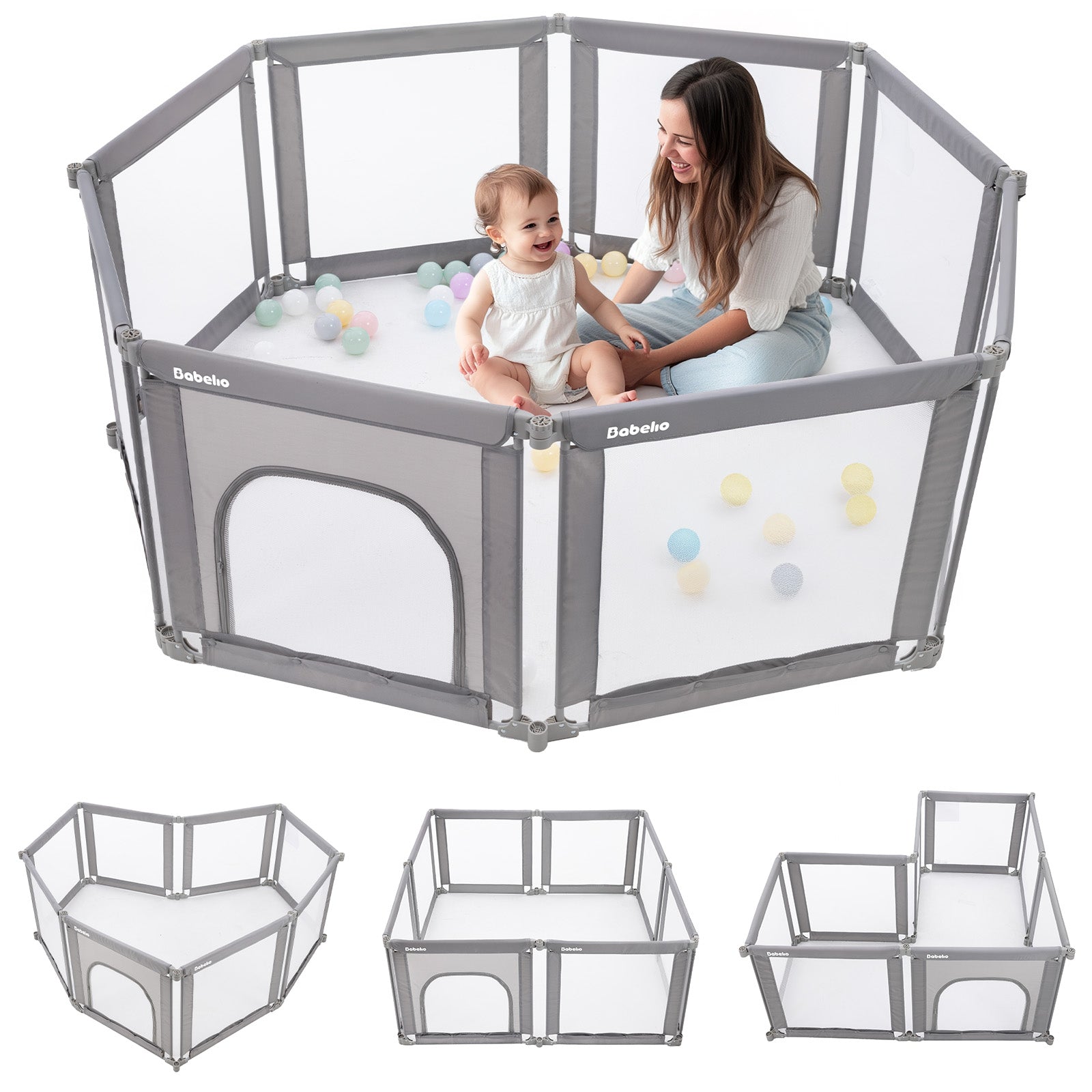 Safety Extendable Playpen KOCINI Baby Playpen, Wooden Playpen For
