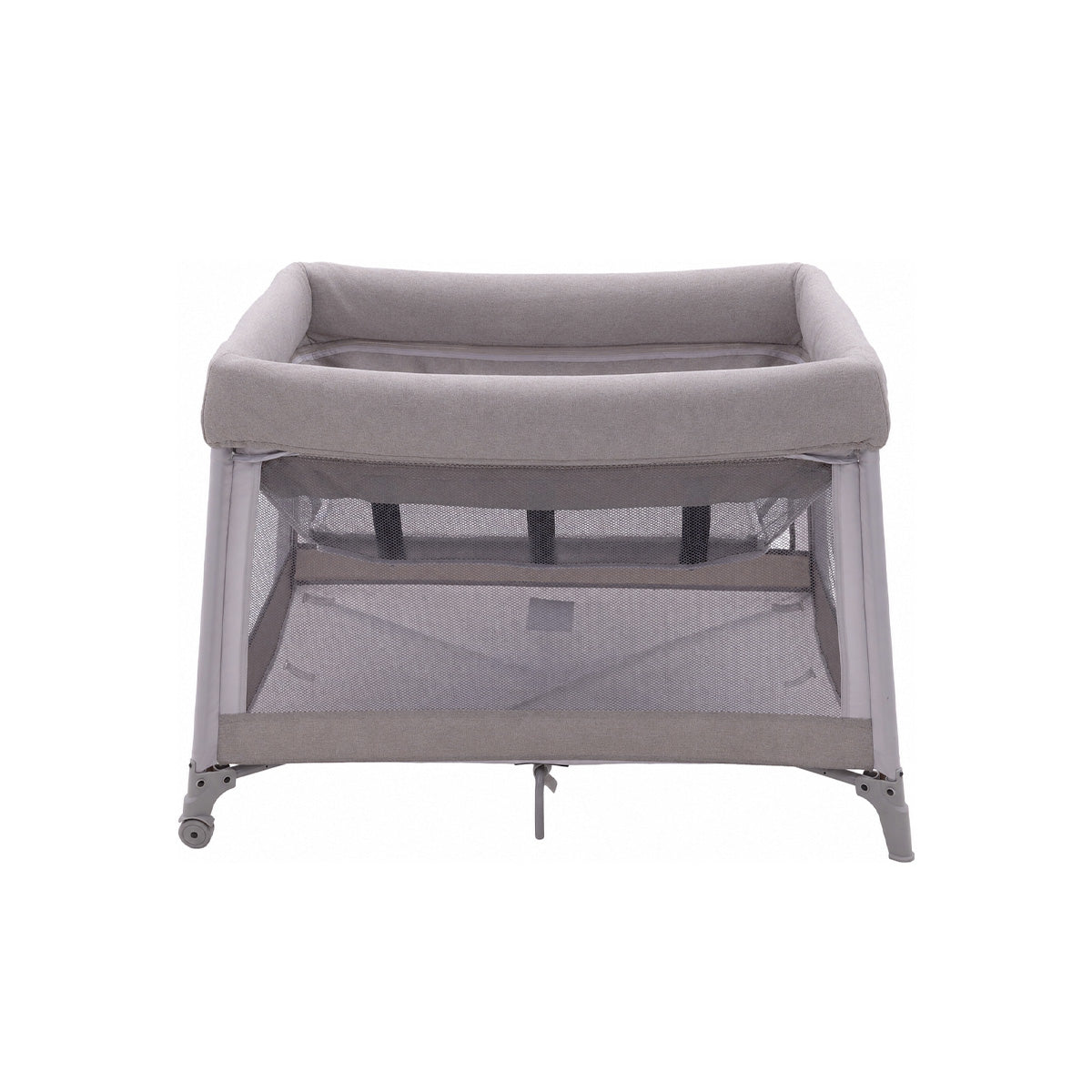 Babelio baby safety gate with mesh sides and padded top rail, ideal for nursery or living room use