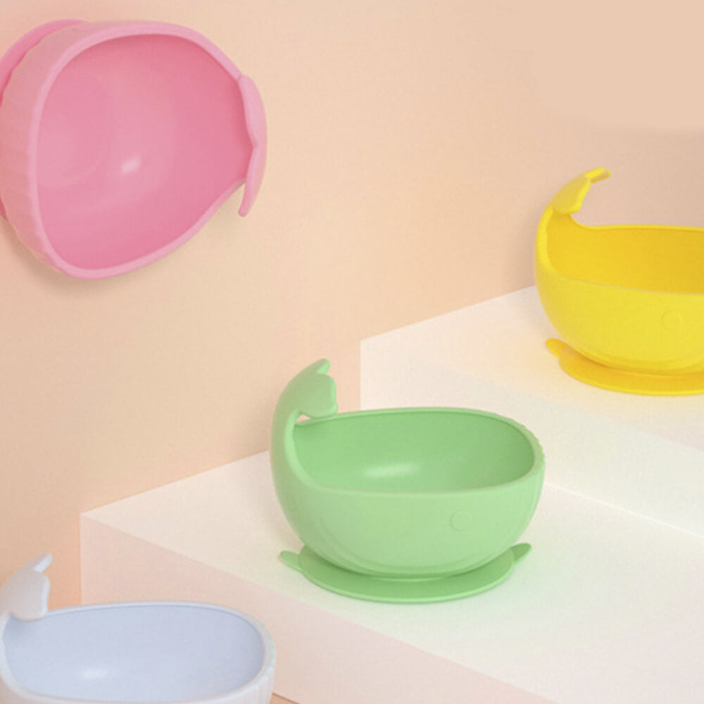 NIDOMIO Cute Baby Silicone Suction Bowl - New Arrival! Heat and Shock Resistant Whale Silicone Bowl for Infants