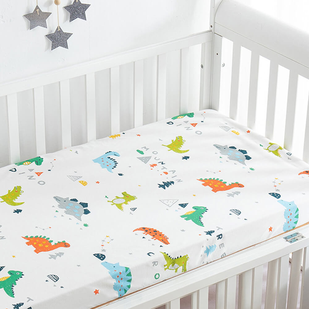 Waterproof Cotton Crib Fitted Sheet with Cartoon Patterns for Children