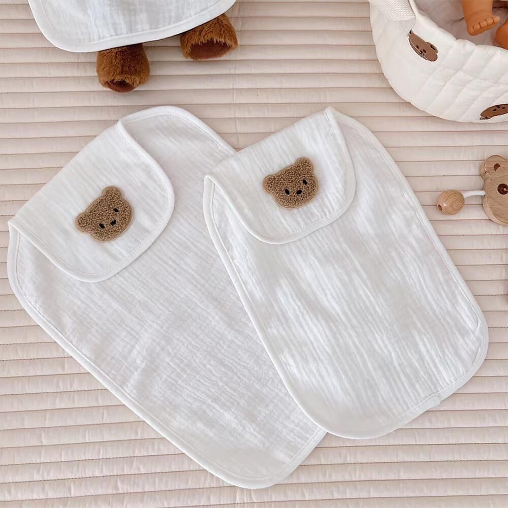 Cotton Bear-Themed Muslin Sweat Towel - Quadruple Layer Absorbency for Toddlers