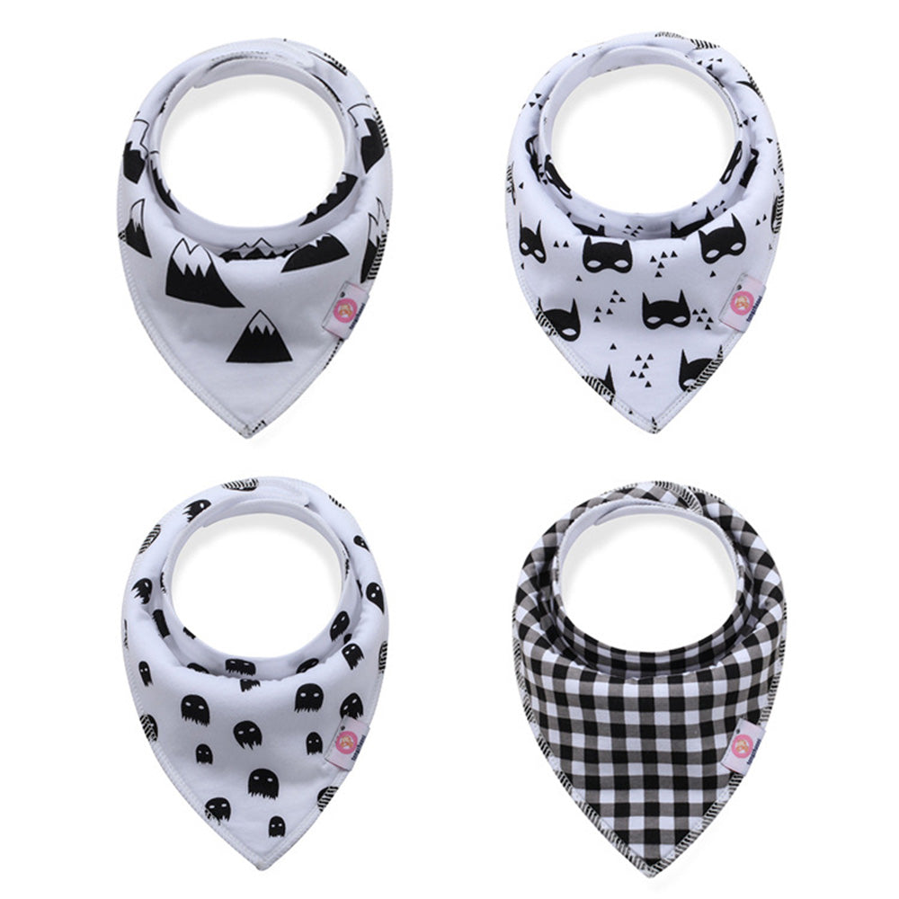 NIDOMIO Baby Bibs 4-Pack | Soft Cotton Double Layered Triangle Drool Cloths for Newborns