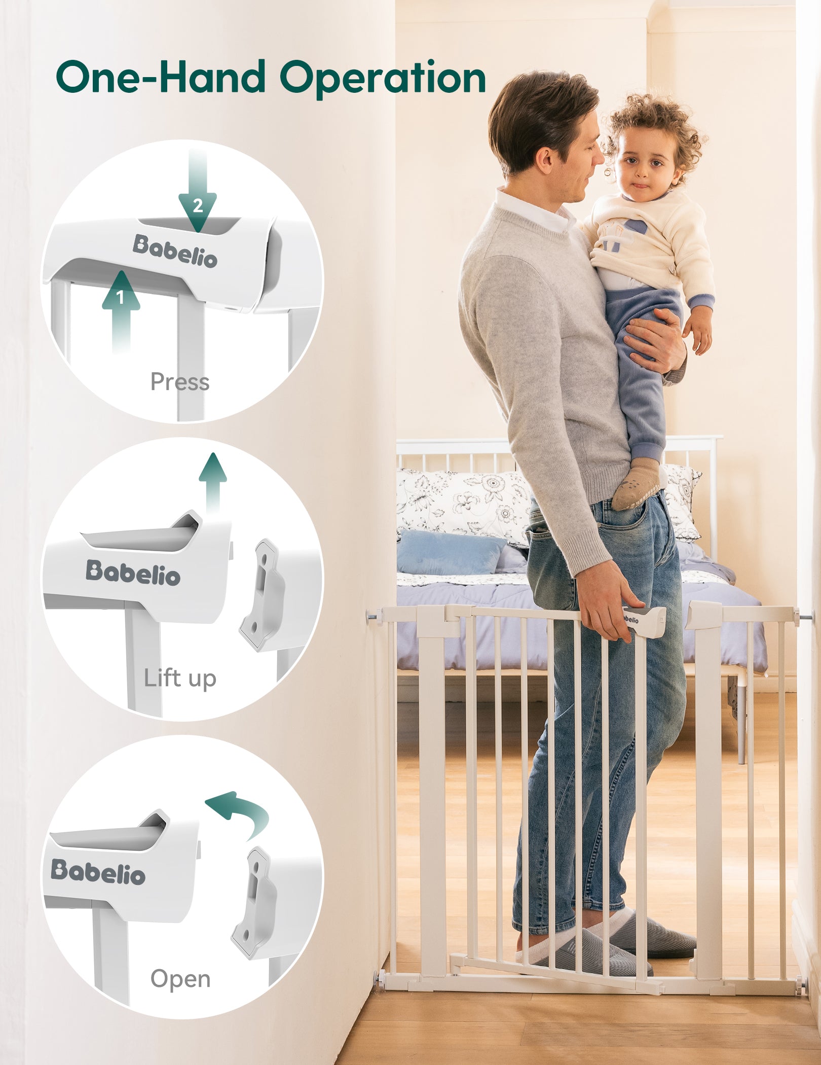 PressGuard P7 | Expandable Baby Gate Pressure Mounted Fits Standard to Wide
