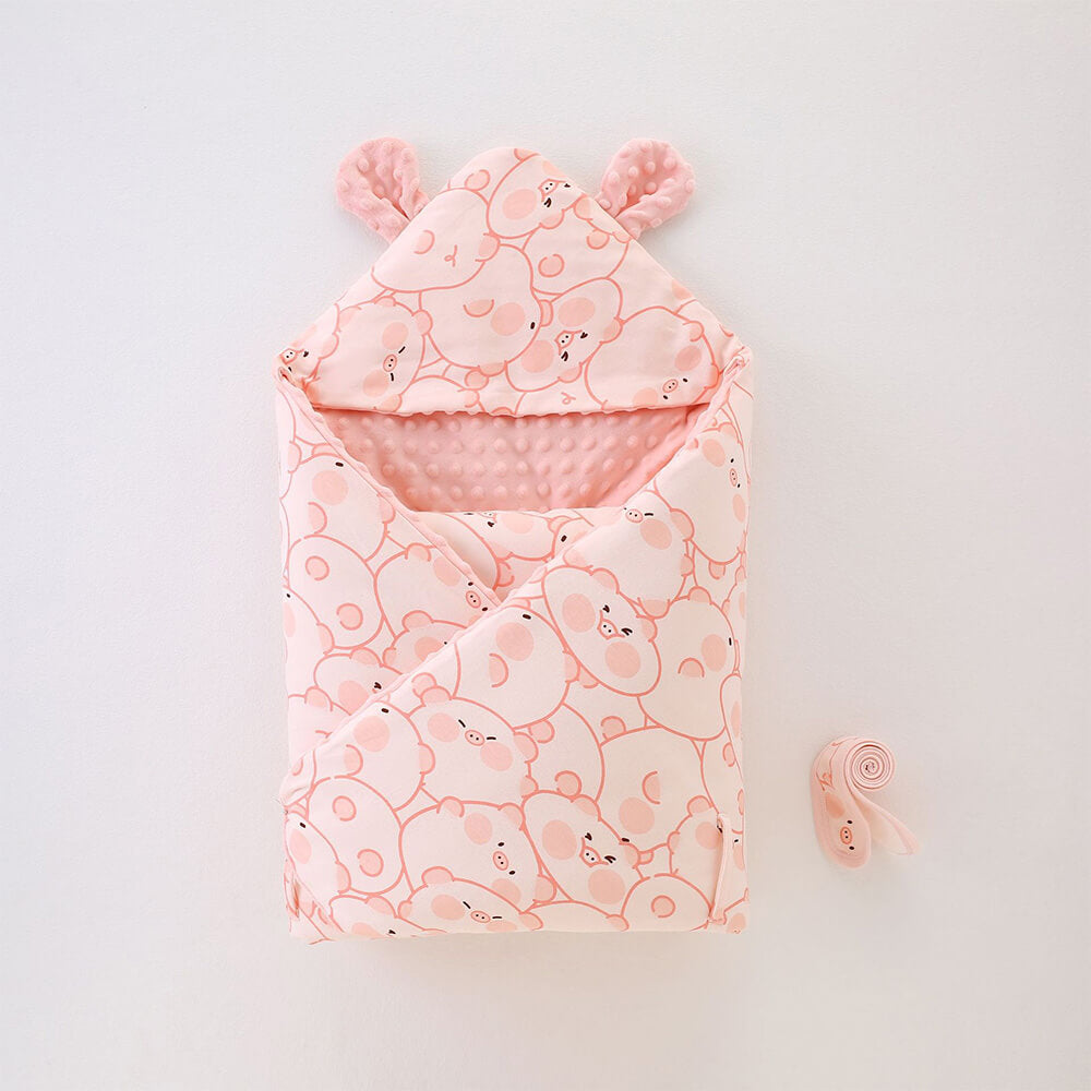 Adorable Cotton Infant Swaddle with Plush Minky Dot Interior - Four Seasons Newborn Essential