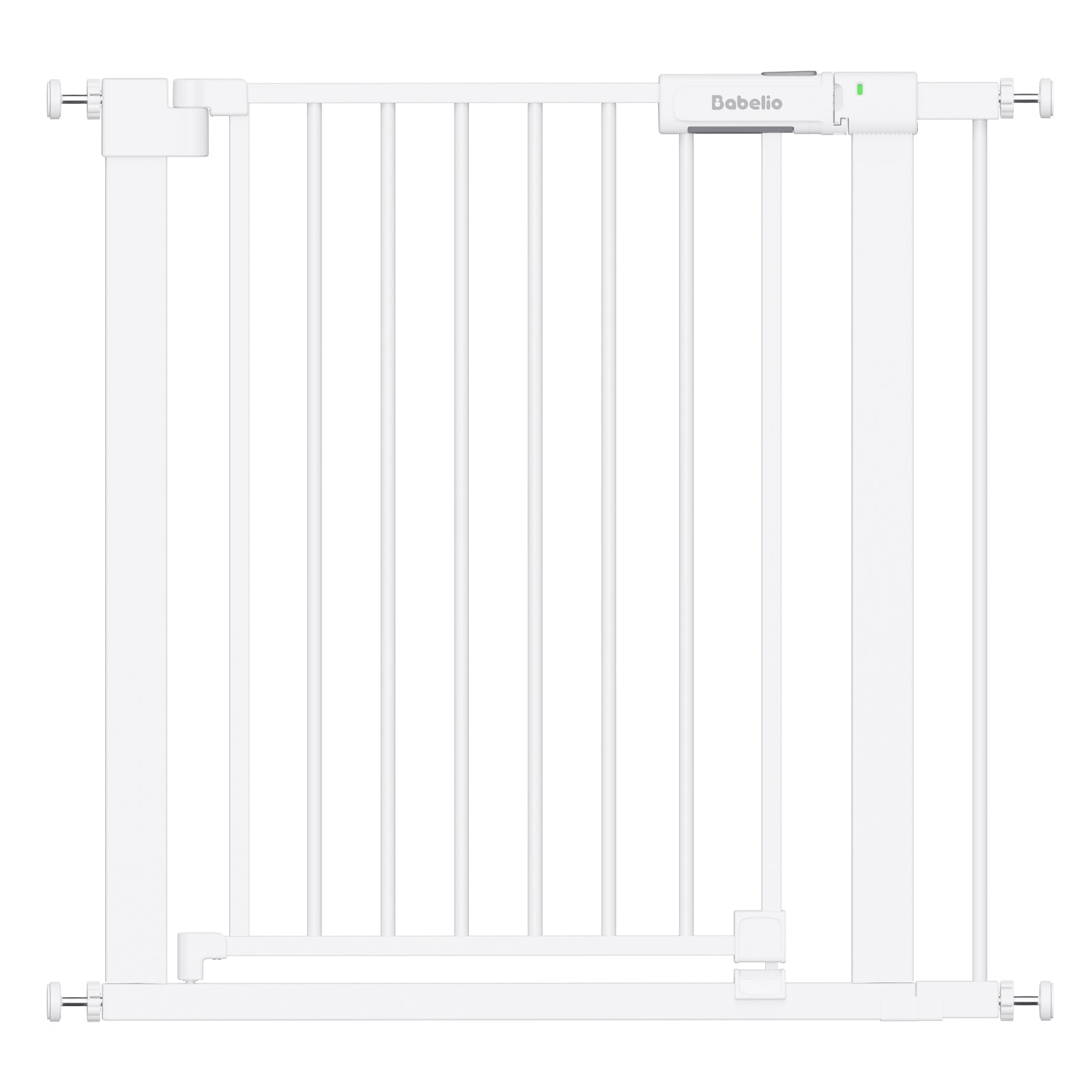 White baby gate with Dobbelo branding on a white background#Color_White
