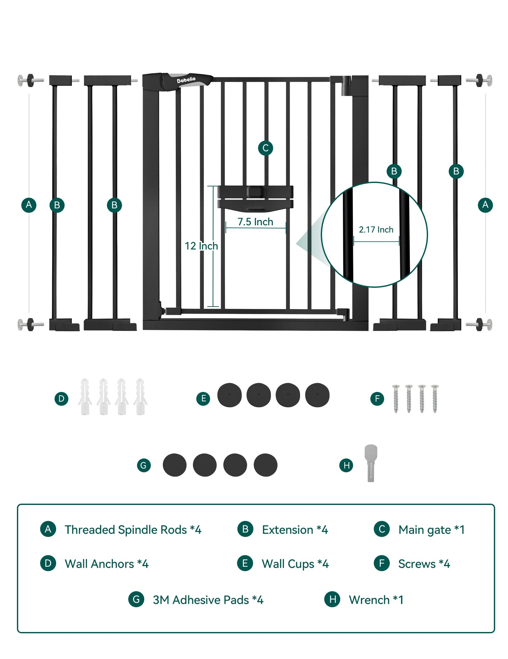 CatPrivilege F7 | Expandable Baby and Pet Gate with Adjustable Cat Door