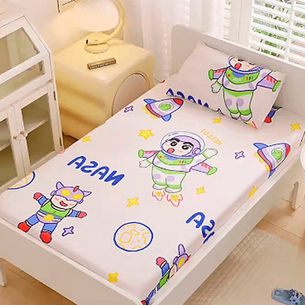 LulliNini Premium Cotton Crib Fitted Sheet for Babies - Playful Cartoon Patterns