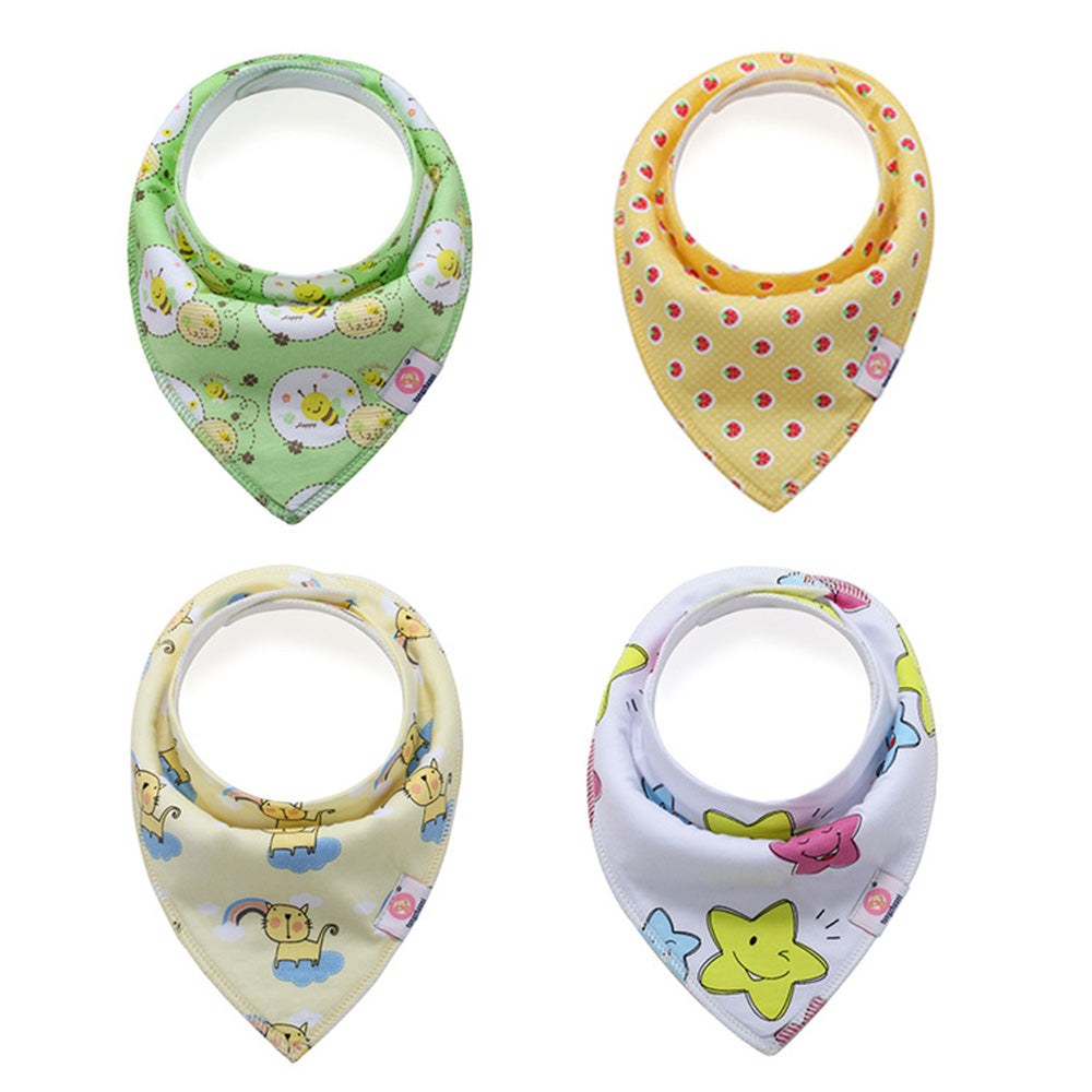 NIDOMIO Baby Bibs 4-Pack | Soft Cotton Double Layered Triangle Drool Cloths for Newborns