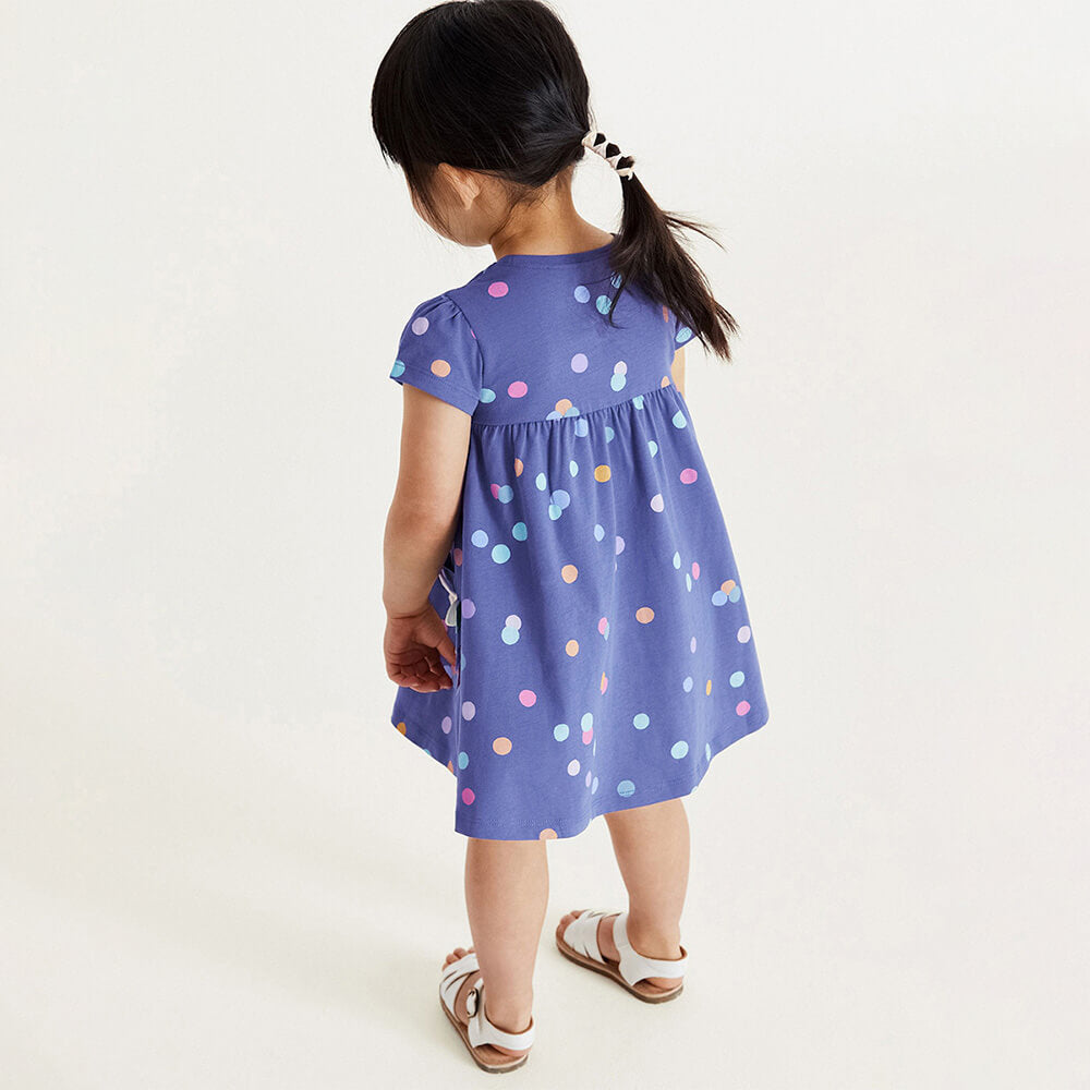 Playful Polka - Breathable Cotton Cartoon Princess Dress for Girls