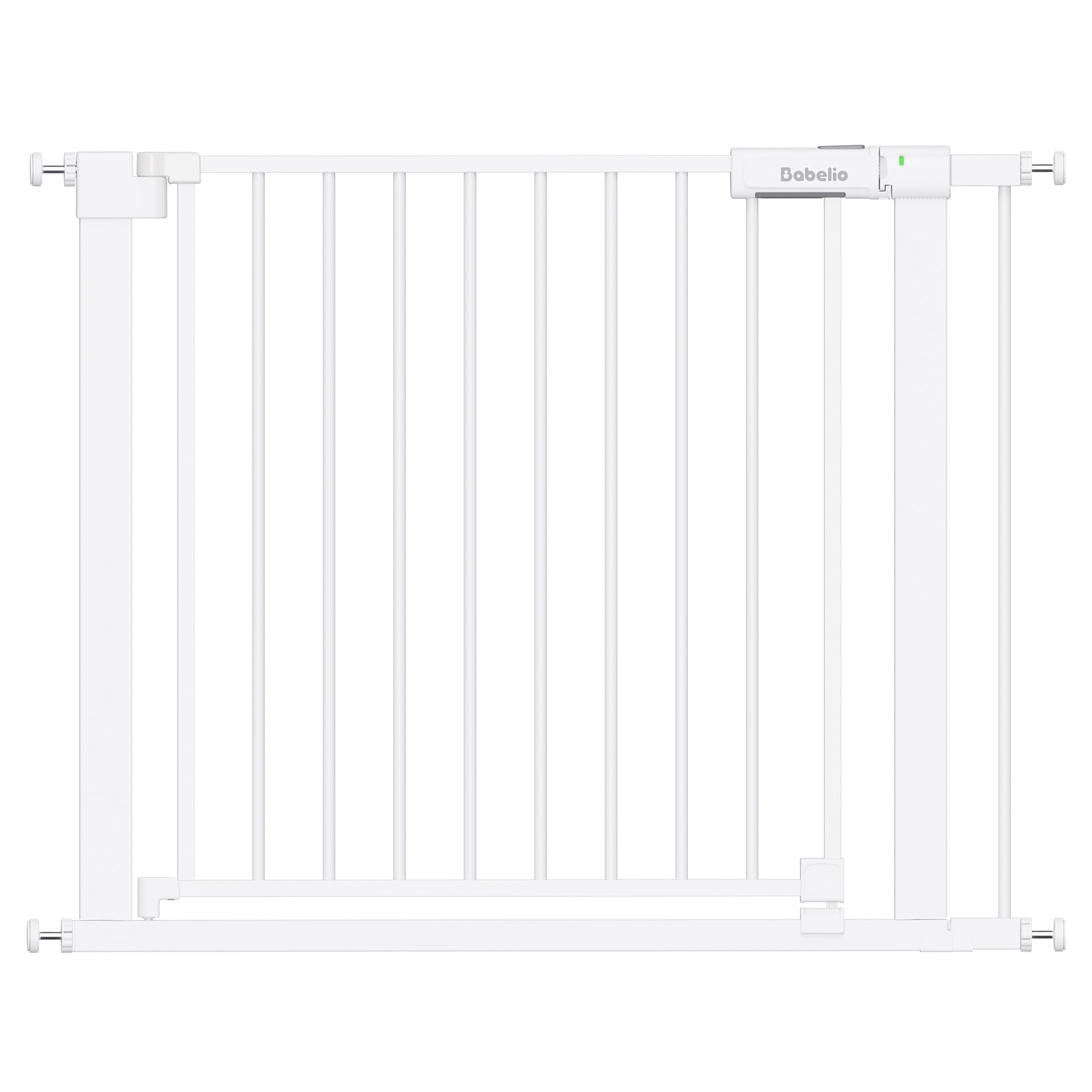 White baby gate with 'Babello' branding on a white background#Color_White