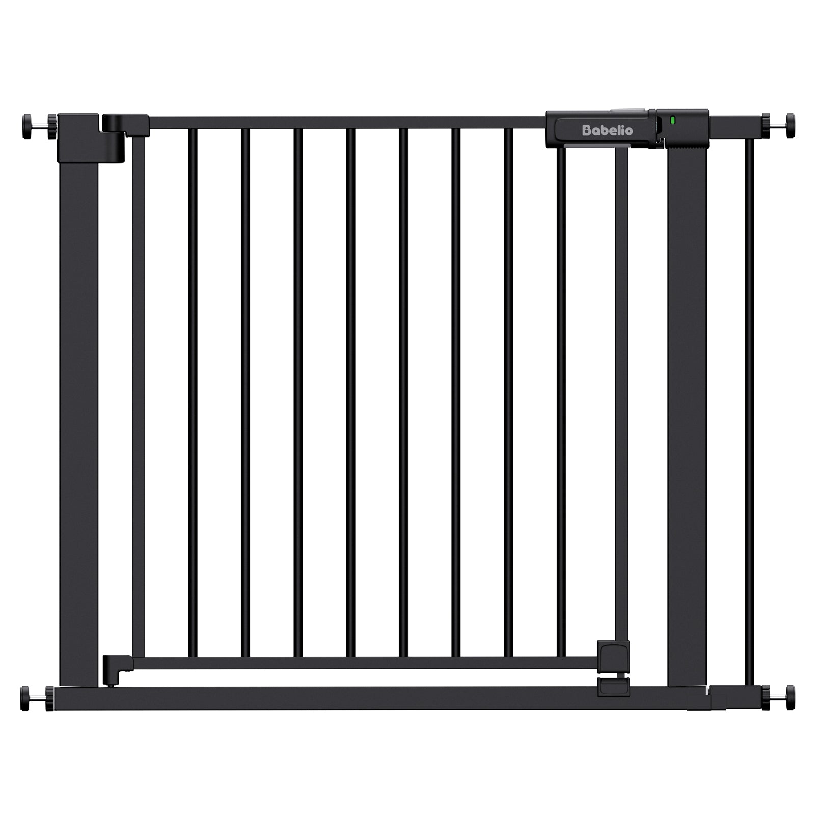 Black pet gate with 'Dabelite' branding on a white background#Color_Black