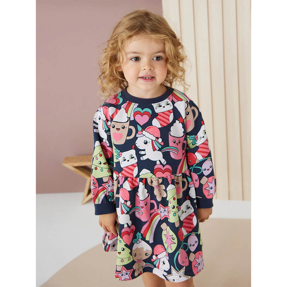 Autumn Long-Sleeved Girls Dress in Pure Cotton Watermark
