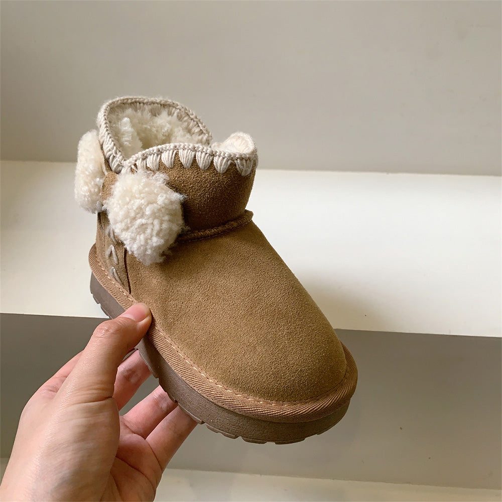 Tiny Cuddling Suede Girls' Snow Boots - Furry Lining for Winter Days