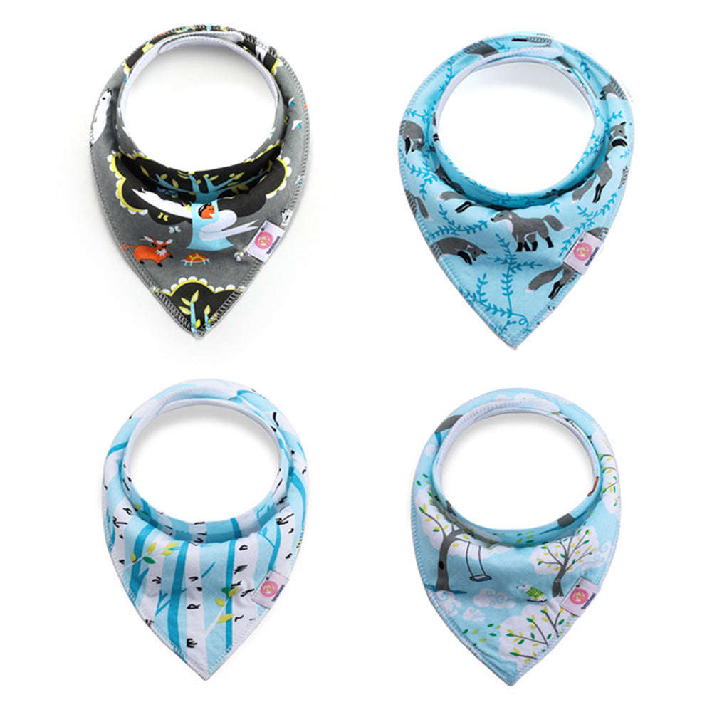 NIDOMIO Baby Bibs 4-Pack | Soft Cotton Double Layered Triangle Drool Cloths for Newborns
