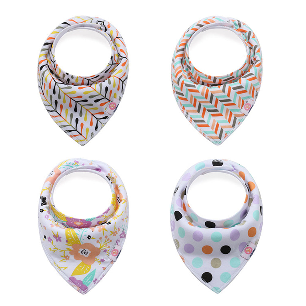 NIDOMIO Baby Bibs 4-Pack | Soft Cotton Double Layered Triangle Drool Cloths for Newborns