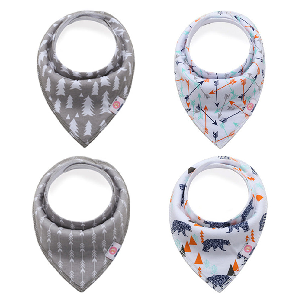 NIDOMIO Baby Bibs 4-Pack | Soft Cotton Double Layered Triangle Drool Cloths for Newborns