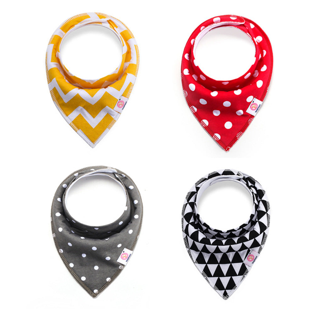 NIDOMIO Baby Bibs 4-Pack | Soft Cotton Double Layered Triangle Drool Cloths for Newborns