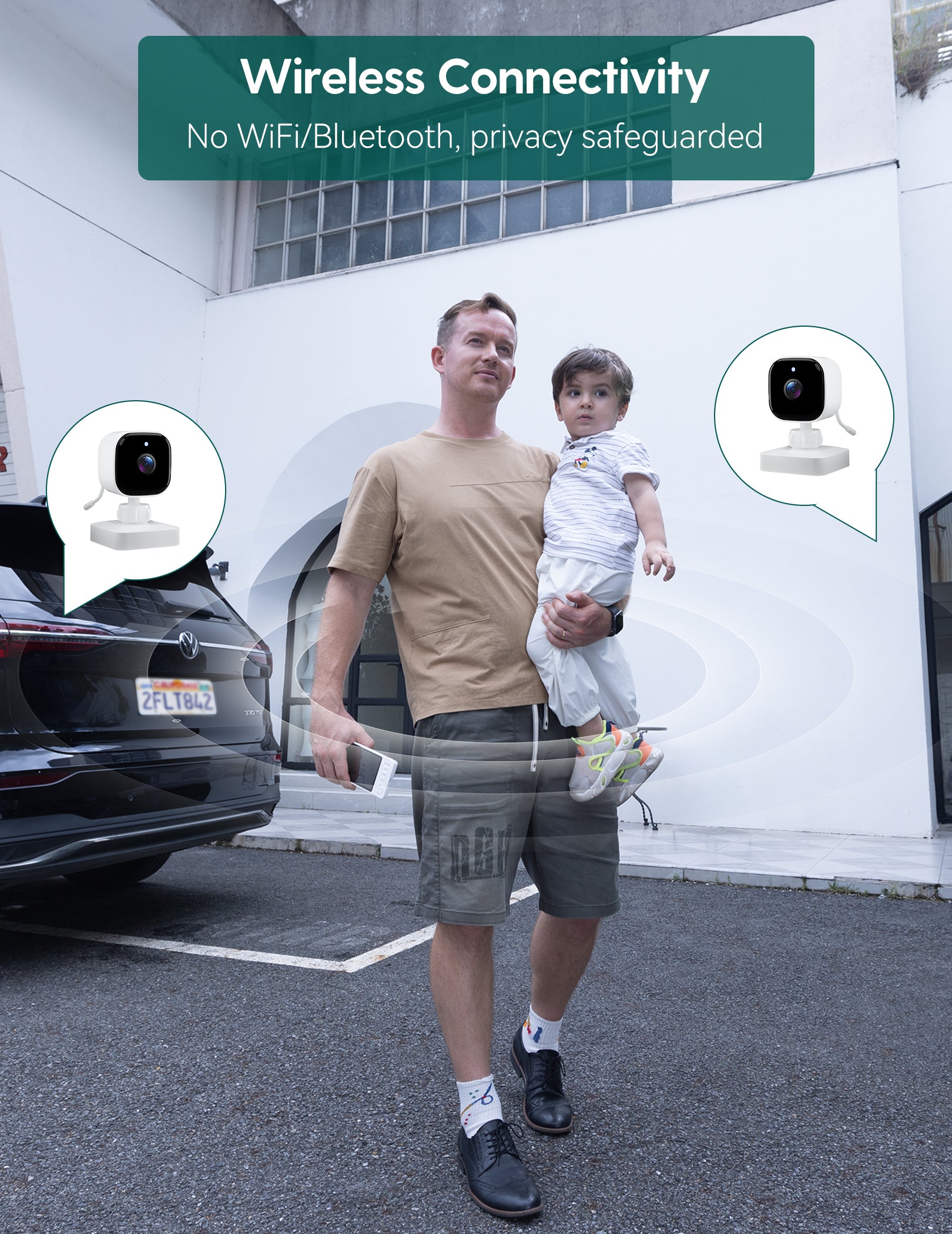 Wireless Baby Car Camera | 2-in-1 Baby Monitor with Night Vision, 8H Battery, 5” HD Display