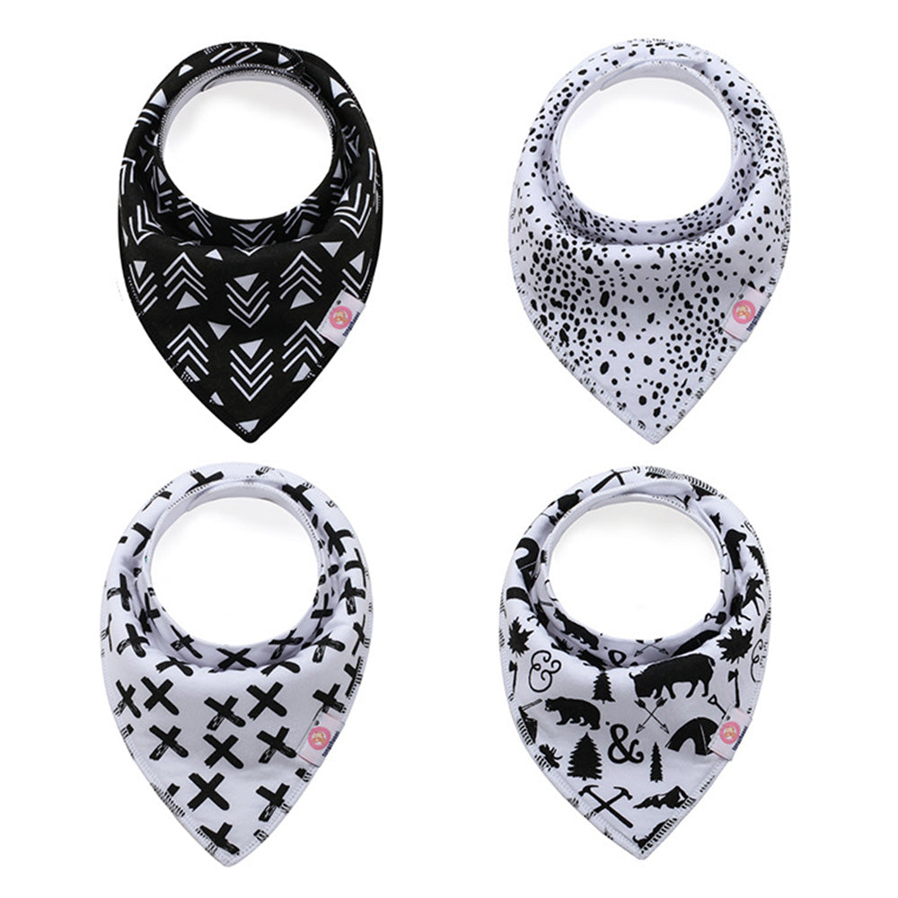 NIDOMIO Baby Bibs 4-Pack | Soft Cotton Double Layered Triangle Drool Cloths for Newborns