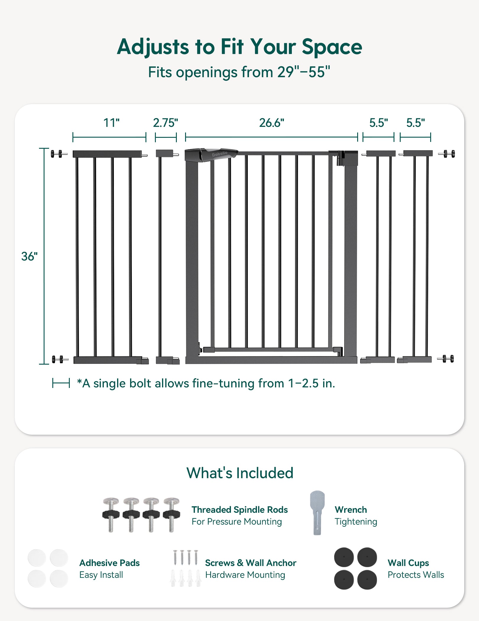 Product dimensions and features on a white background#Color_Black