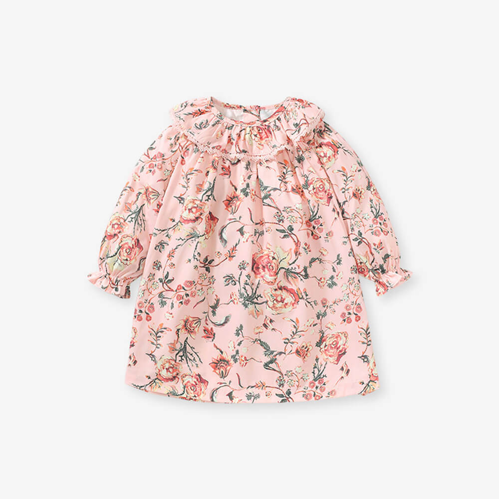 Autumn Floral Princess Dress for Girls - Long-sleeved European and American Style