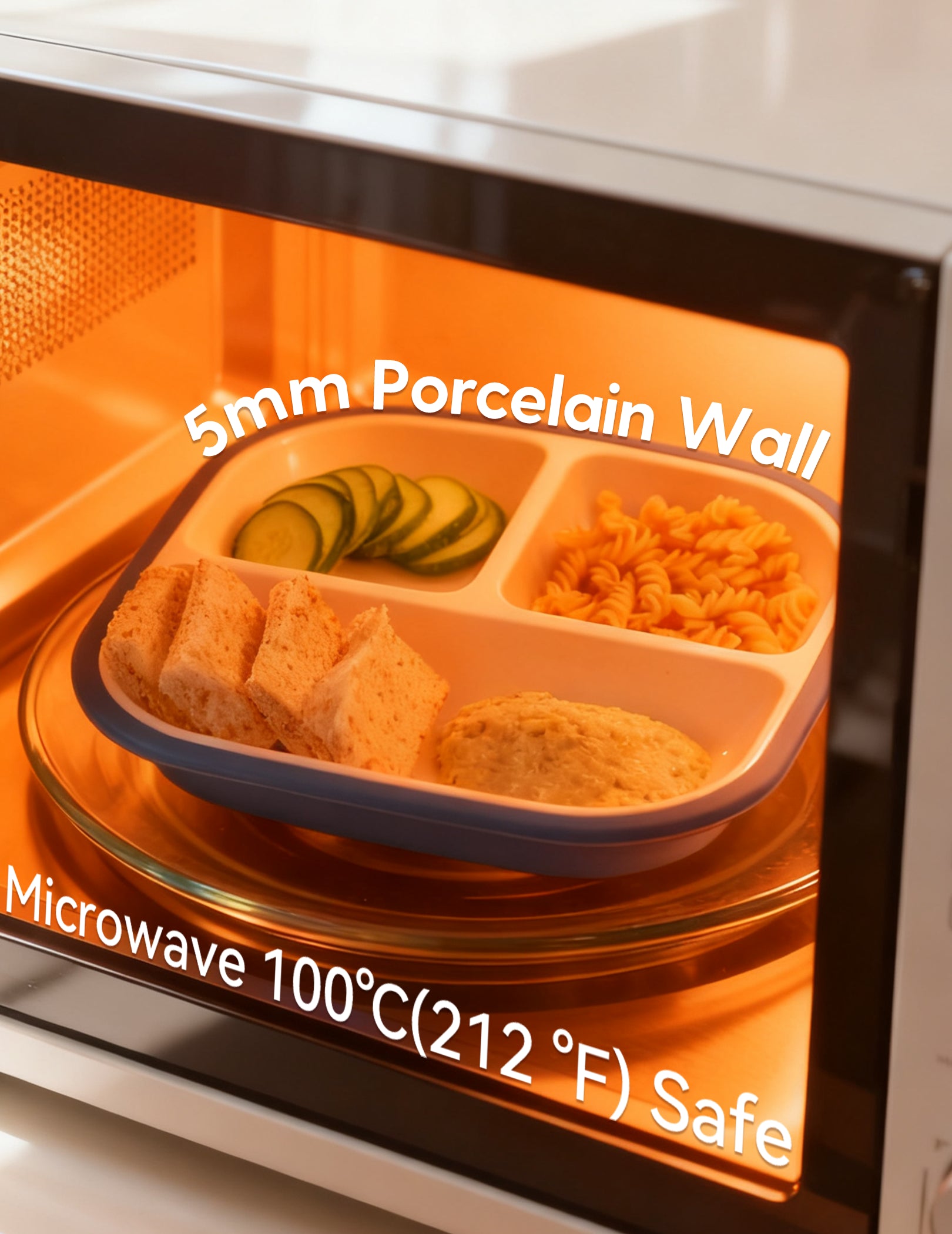 Gallery Porcelain | 8'' Toddler Porcelain Divided Plates with Suction Base - 3 Pack