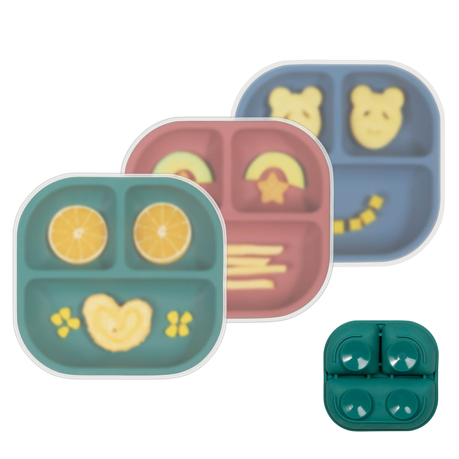 BABELIO New Basics Silicone Baby Plates with Lids: BPA Free, Microwave & Dishwasher Safe