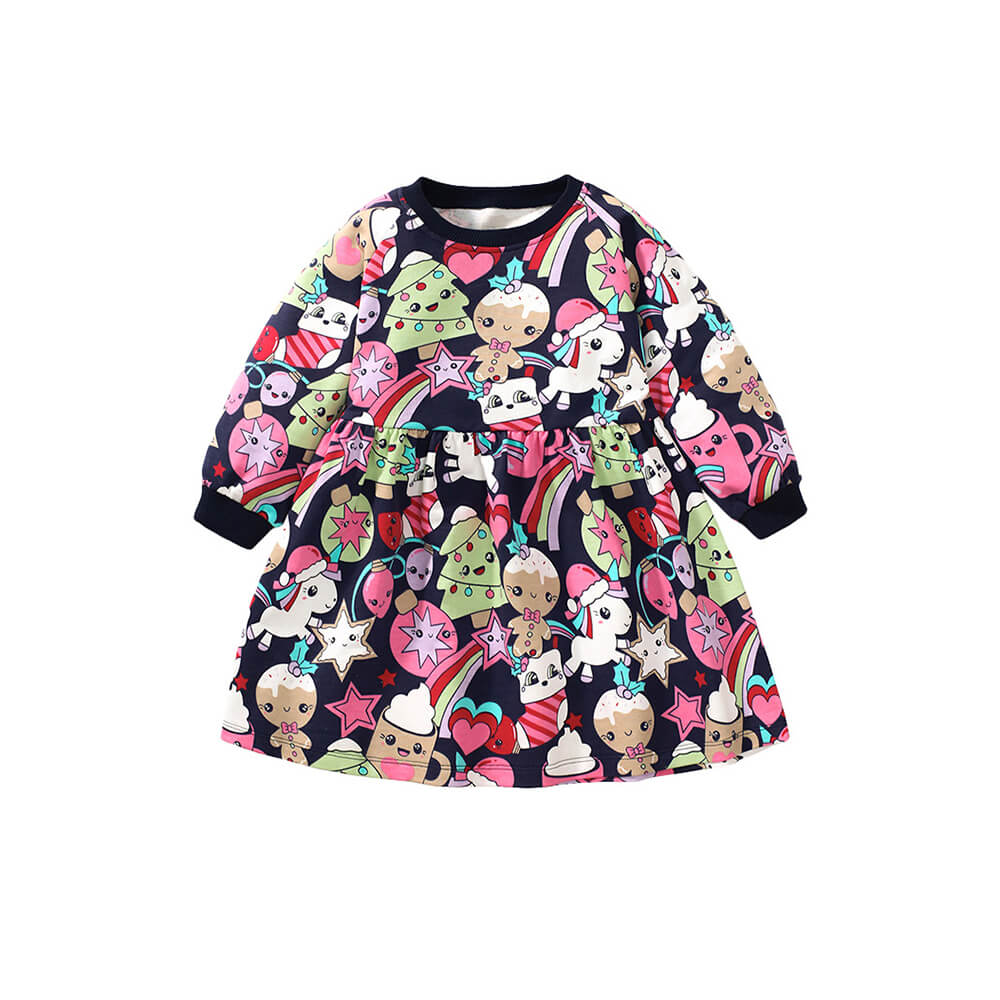 Autumn Long-Sleeved Girls Dress in Pure Cotton Watermark