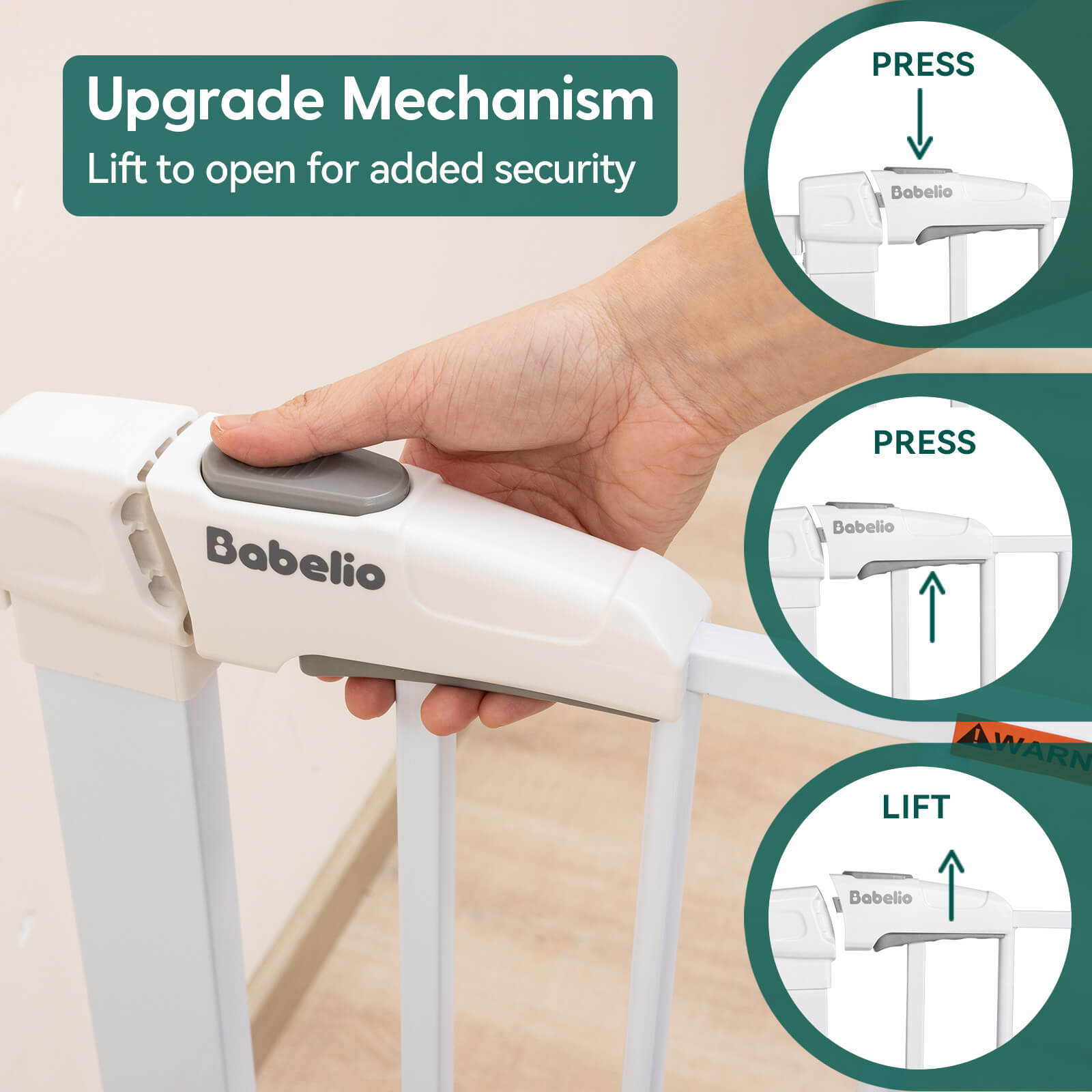 PressGuard P7 | Expandable Baby Gate for Stairs No Drill Pressure Mounted
