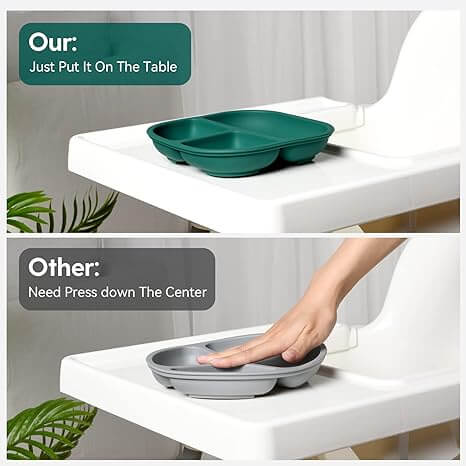 BABELIO New Basics Silicone Baby Plates with Lids: BPA Free, Microwave & Dishwasher Safe