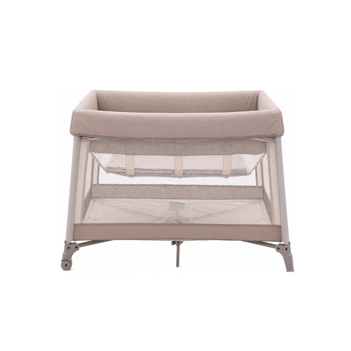 Babelio baby safety gate with mesh sides and beige fabric, designed for nursery use
