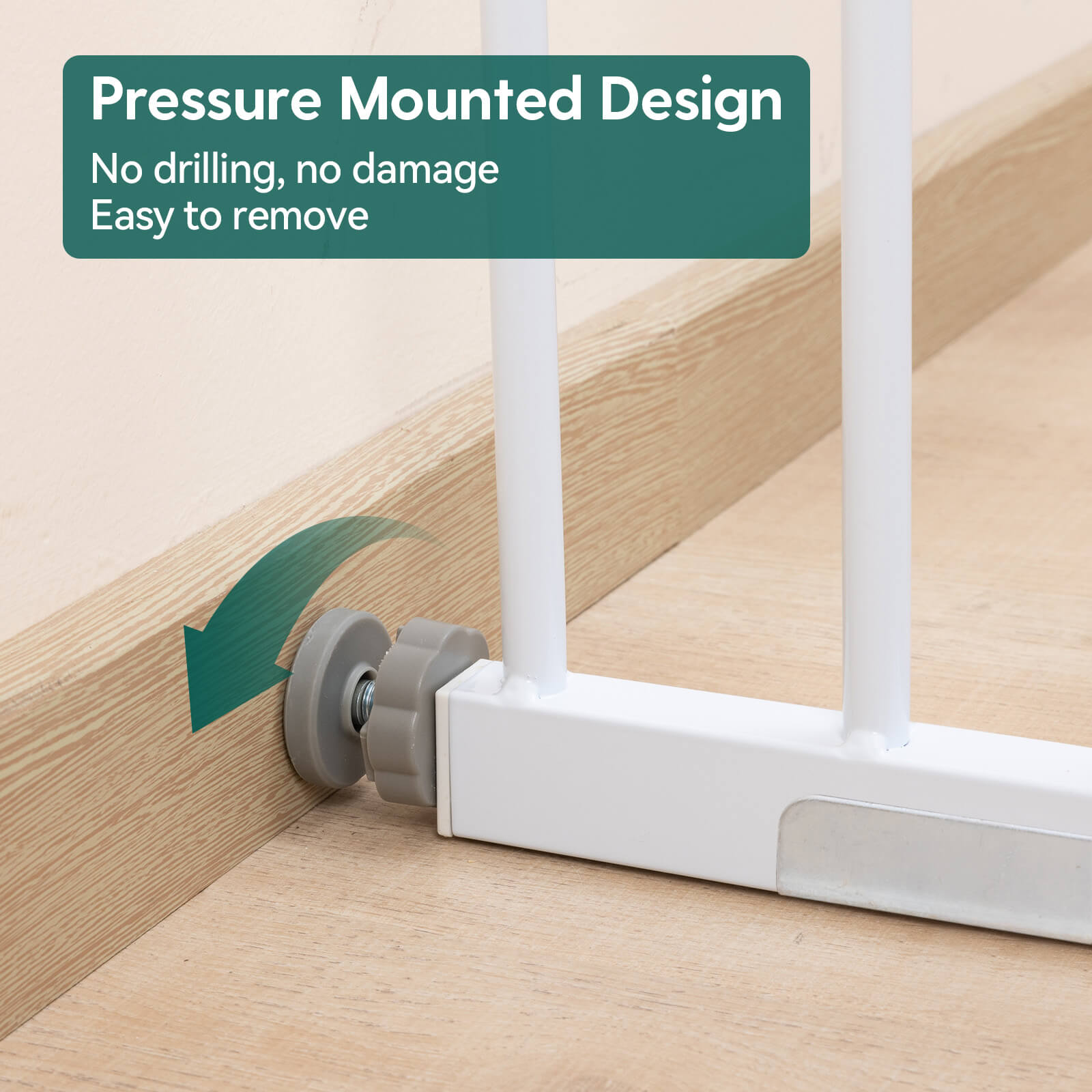 PressGuard P7 | Expandable Baby Gate for Stairs No Drill Pressure Mounted