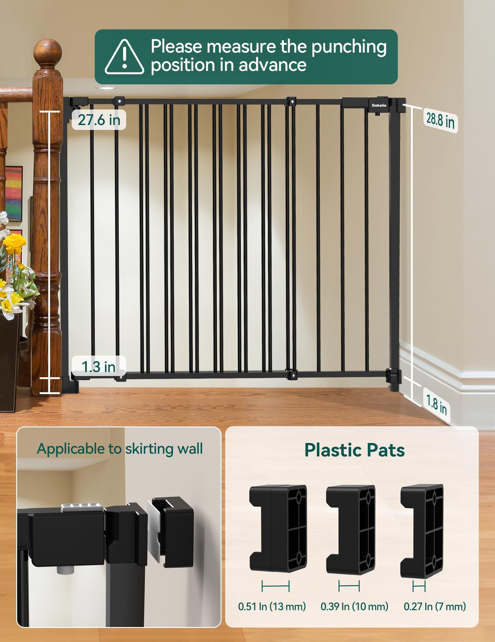 Boundless R30 | 29-43"W Baby&Dog Gate for Stairs and Doorways